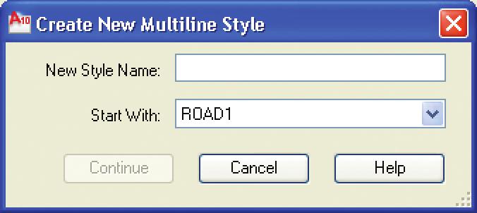 Figure 4A-4. To create a new multiline style, specify a name and existing multiline style settings in the Create New Multiline Style dialog box.