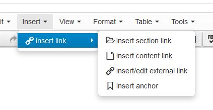 Creating Links All links are now created from one button in the menu, rather than using different buttons for internal and external links: You click on the link button, then choose the appropriate