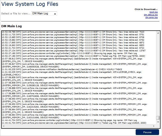 Printing System Log Files In addition to viewing the system log files, you can also download and print them. NOTE: This function is available to Super Admins only.
