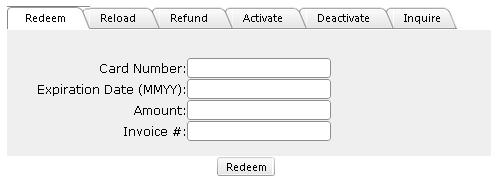 Gift Card Redeem 1. Click on the Virtual Terminals menu 2. Click on the Gift Cards link 3.