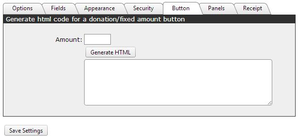 e. Button Amount This enables you to create HTML code for a button for