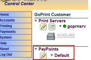 This name will be used to associate the users balance with the payment type at a Print Release Station or Web Client