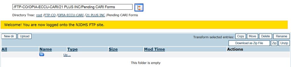 Step 3 Next, to upload a pending CARI check, click on the