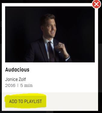 CREATING A PLAYLIST Creating a playlist requires signing into your account (See Creating a free account) To add a video to a playlist, click on the clock icon at the bottom right corner of a video