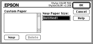Defining custom paper sizes To define a custom paper size, click the Paper button in the Page Setup dialog box. You see the following dialog box: Click New to create a new paper size.