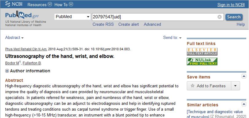 Example of view on PubMed
