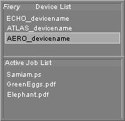 2. Select the currently selected server or print job to display the list of all