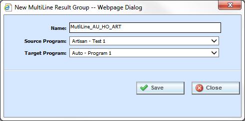 Chapter 4 MultiLines Navigation Bar New Group: Creates a new group. Edit Group: Select the source program results to map to the inputs of the target. Edit Group Options: Allows you to edit a group.