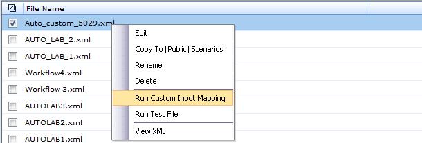 Chapter 1 Testing Run Custom Input Mapping Prior to rating an input file with custom mapping, you can select the custom mapping to use.