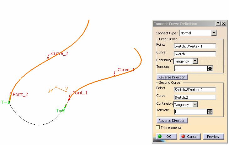 Connect Curve Connect Curve (create a connecting curve between two curves.