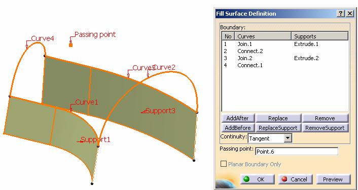 Fill Fill (create a surface to fill the opening among a number of boundary segments) The