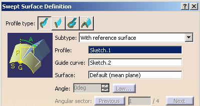 (Con t) Click Sweep icon Select Explicit as Profile Type Select Sketch.1 as Profile Select Sketch.