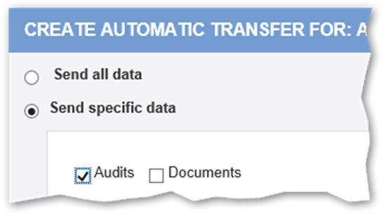3. Choose Send specific data. 5. Click Load Data. 6. Select audits to send from the list that comes up. 7.