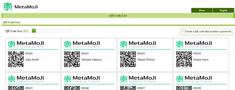 2.5.1 Preparing QR Codes for Login Create QR codes if users are to use one to log in. 1. On Administrator Tool, select [QR Code List] from the menu. 2.