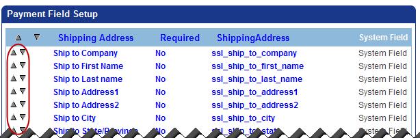 To allow Shipping Address to appear before Billing Address, click the down arrow as shown