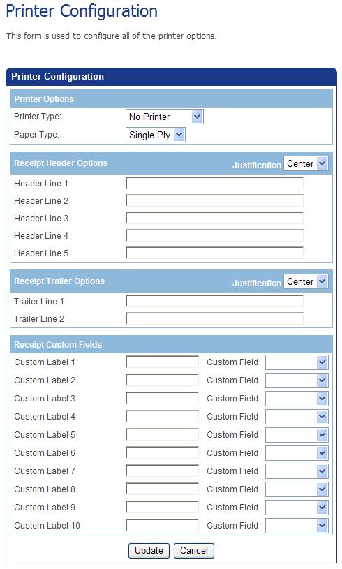 Using Terminals Setting Up Merchant Information Configure Your Printer The Printer Configuration function allows you to configure the receipt printing options for VirtualMerchant.