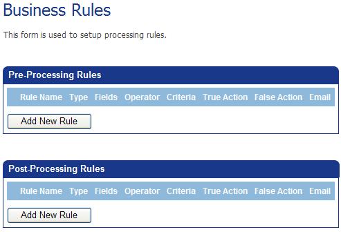The Processing Rules screen displays. 2.