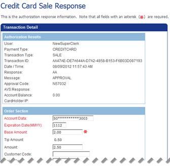 Using Your Virtual Terminals Performing Credit Card Transactions The following example shows the Credit Card Sale Response screen. 13.