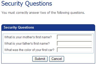 Getting Started Resetting Your Latest Password 4. Click Submit. The Security Questions screen displays.