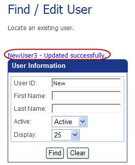 Managing Users Editing a User Account User Fields Active Status Update button Rights button Terminals button Cancel button Description Activate or deactivate the selected user ID.