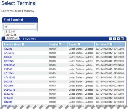 Using Terminals Updating Your Security Questions VirtualMerchant displays a list of terminals that you have access to with those characters located anywhere in the Friendly Name. 4.