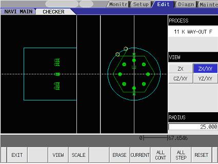 4.7 Program Checker Screen Milling [2-plane display (example of Z-X/X-Y display)] BASE RADIUS/ BASE