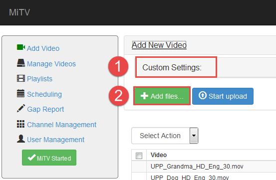1. If you need to crop your videos, click on Custom Settings.