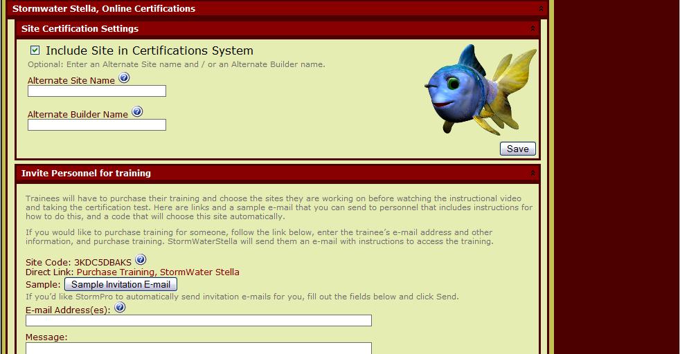 Site Detail cont d: General section: The user can modify the Site Name and Site Area.