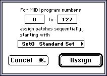 When the Program Table Edit Window is open, the following commands are available from the Edit menu: 0-127, 1-128, or A11-B88: Sets the numbering scheme for how patches appear when published to Name