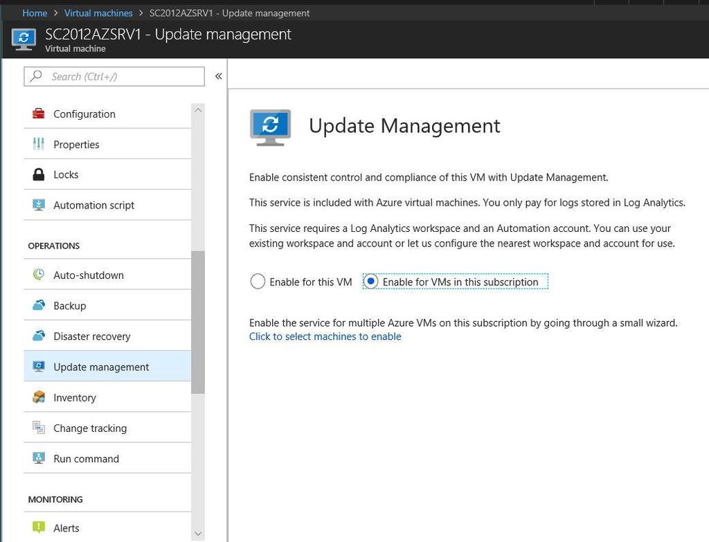 An optimal Long Term Approach Allow Microsoft to enable Update Management on your VM s.
