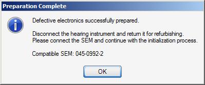The software will read and identify the connected instrument(s), confirm that the user settings have been captured and saved to the work order, and prepare the device for replacement with a Service