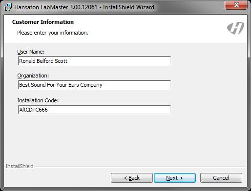 Enter Installation Information Enter your user name and organization / company name in the input boxes of the installation wizard.