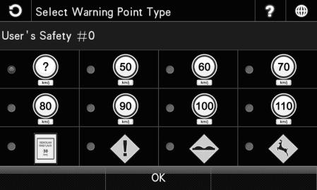 Saving a Warning Point You may save personalized warning points. These warning points will prompt voice alert as approaching the point.