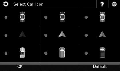 System Option Car Icon Tap to select preferred car icon to be used in the map.