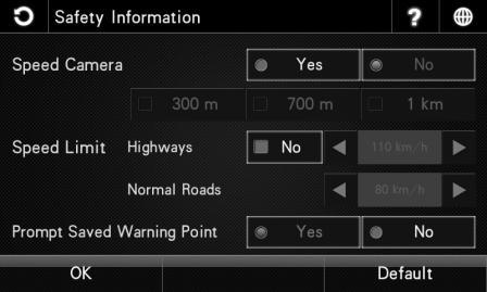 Map Theme Speed Limit Select Yes to enable and No to disable speed limit warning. Changing the map colour. 3. Select the preferred setting. Then tap OK.