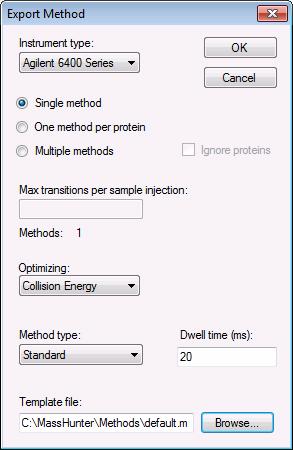 c Click the Single method button. d Select Collision Energy for Optimizing. e Select Standard for Method type. f Click the Browse button. The Browse For Folder dialog box is opened.