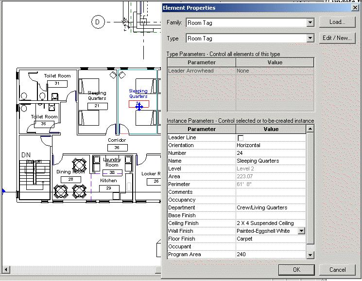 Figure 38. Adding information to a room tag. Area Analysis Tools Area analysis tools include area schemes, plans, and boundaries.