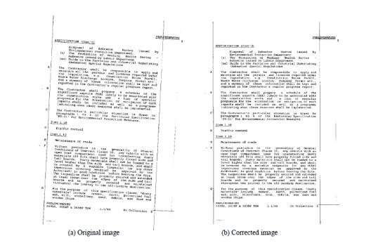 PRE-PROCESSING Skew correction: The method is used to align the paper document with the coordinate