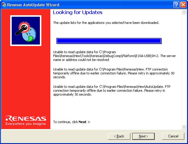 (17) The [Looking for Updates] dialog box will appear. Click the [Next] button. Figure 4.
