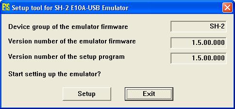 (4) After the tool for setting up the E10A-USB emulator (E1setup.exe) is activated, the following dialog box will appear. (a) (b) (c) Figure 6.