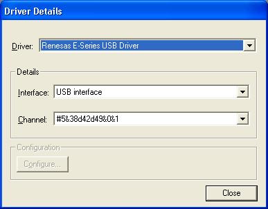 (3) When the E10A-USB emulator is connected for the first time, the [Driver Details] dialog box will appear.