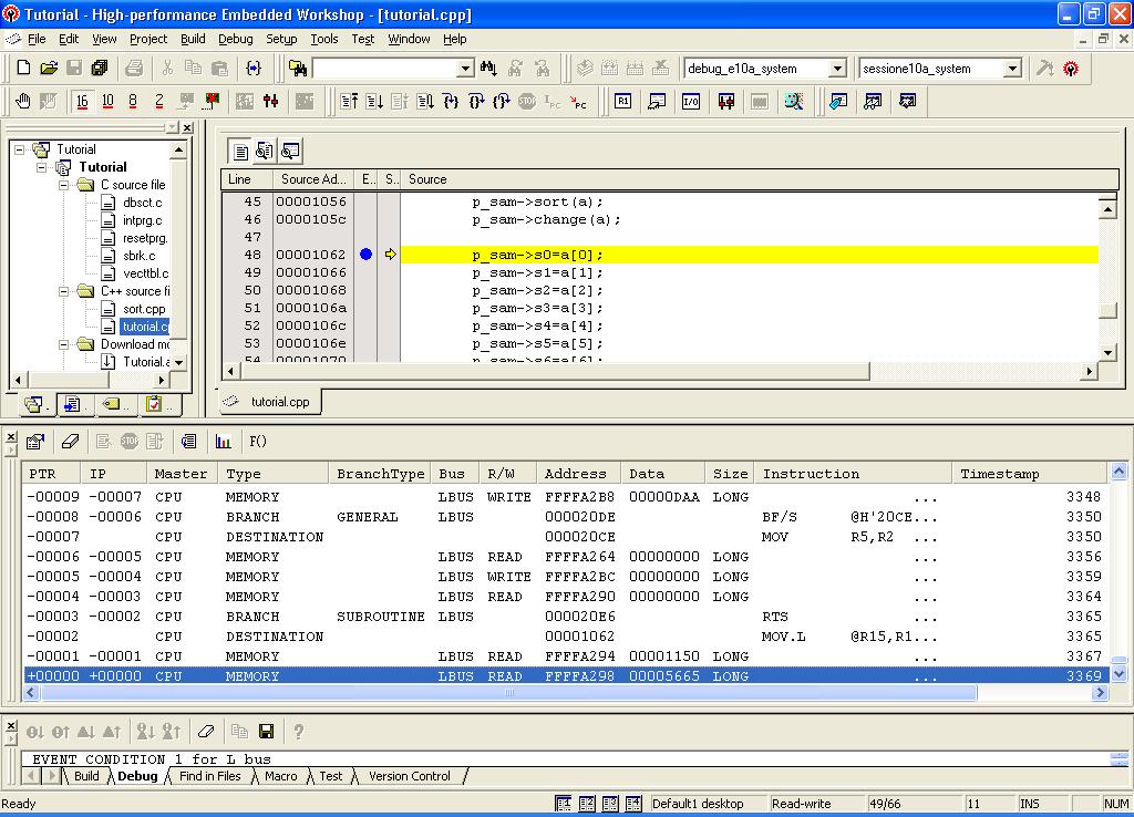(2) The Trace window displays the trace information recorded during program execution. Trace window Figure 6.