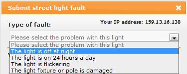 Step 3: Submit Select the fault with the light Enter your contact
