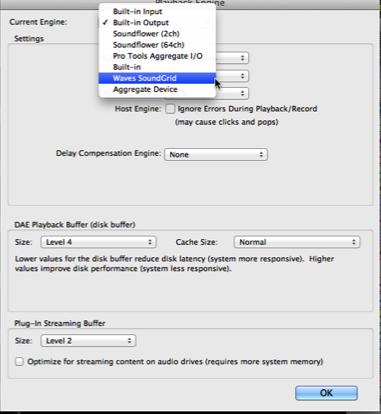 Selecting the Driver in the DAW When a DAW is part of a SoundGrid network, the SoundGrid ASIO/Core Audio driver