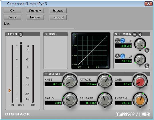 Compressor/Limiter III Applies either compression or limiting to audio material, depending on the ratio of compression used.