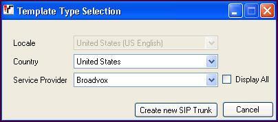 These values correspond to parts of the file name (US_Broadvox_SIPTrunk.xml) created in Step 1. Click Create new SIP Trunk to finish creating the trunk.