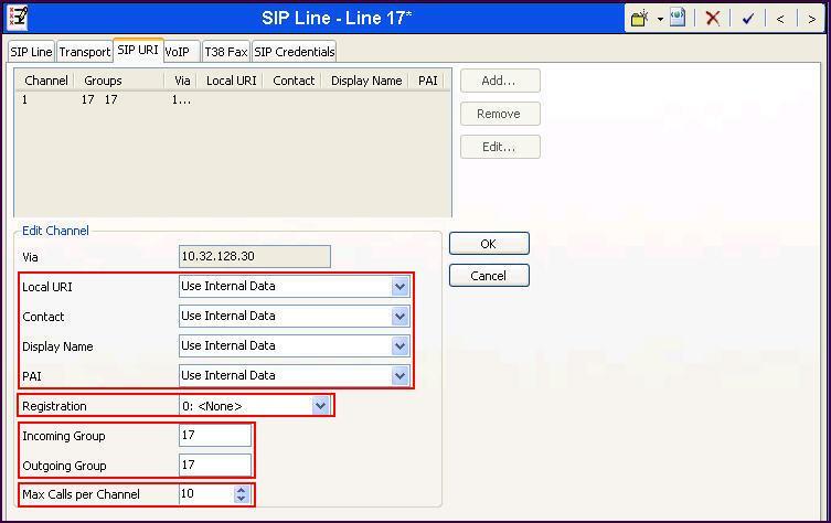 5.4.5. SIP Line SIP URI Tab Select the SIP URI tab to create a SIP URI entry or edit an existing entry. A SIP URI entry matches each incoming number that Avaya IP Office will accept on this line.
