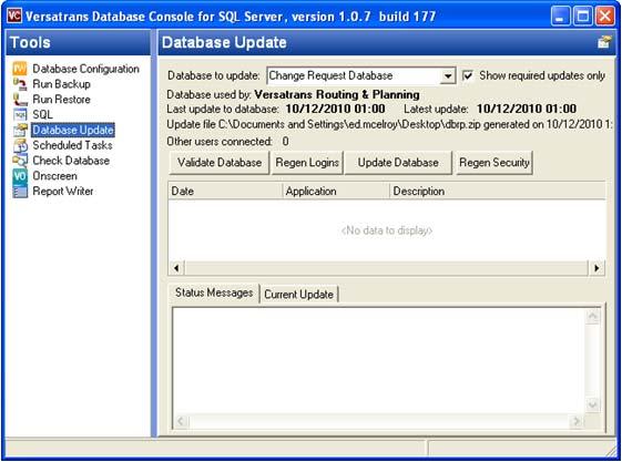 302 Backing Up & Restoring Data Updating Your Database Using the Database Console for SQL Server Note: Prior to updating your databases, you must make sure that all connections to Triptracker and