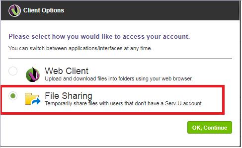 ServU File Sharing File sharing lets you send or receive files from