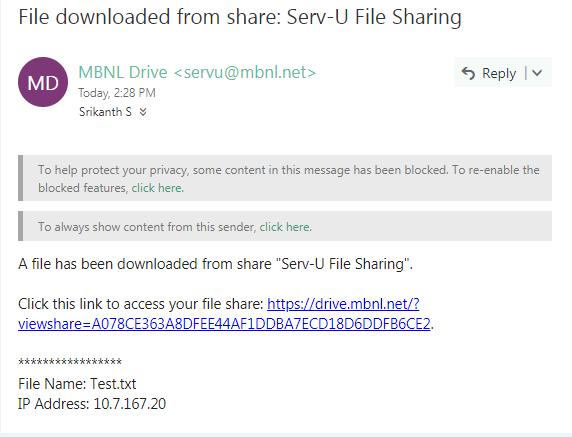 ServU File Sharing Once the guest successfully downloads the file,